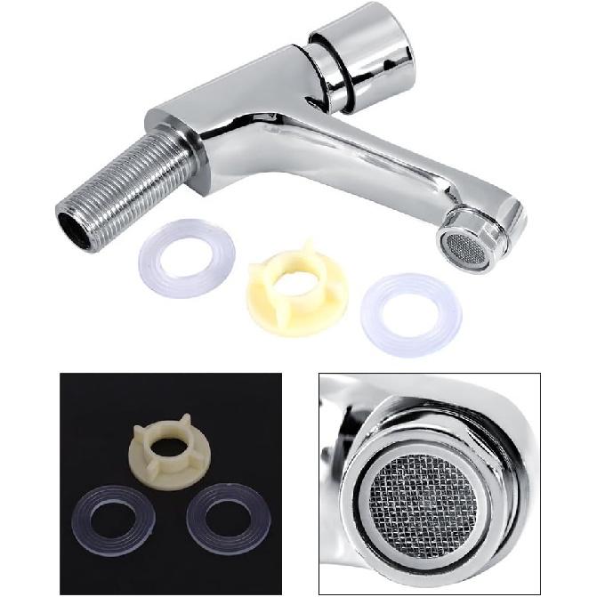 Bathroom Sink Taps, Public Kitchen Bathroom Chrome Plated Self Closing Water Saving Time Delay Basin Sink Tap Faucet.