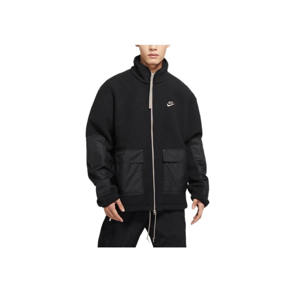 Nike Bunda s fleecovým límcem s vyšívaným logem v kontrastní barvě Pánské bundy Černá DV8183-010