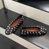 Fashion Luxury Footwear Round Toe Ladies Flats Shoes Female Shallow Fashion Metal Rivet Women Flats Slip On Shoes Big Size 43 Lady