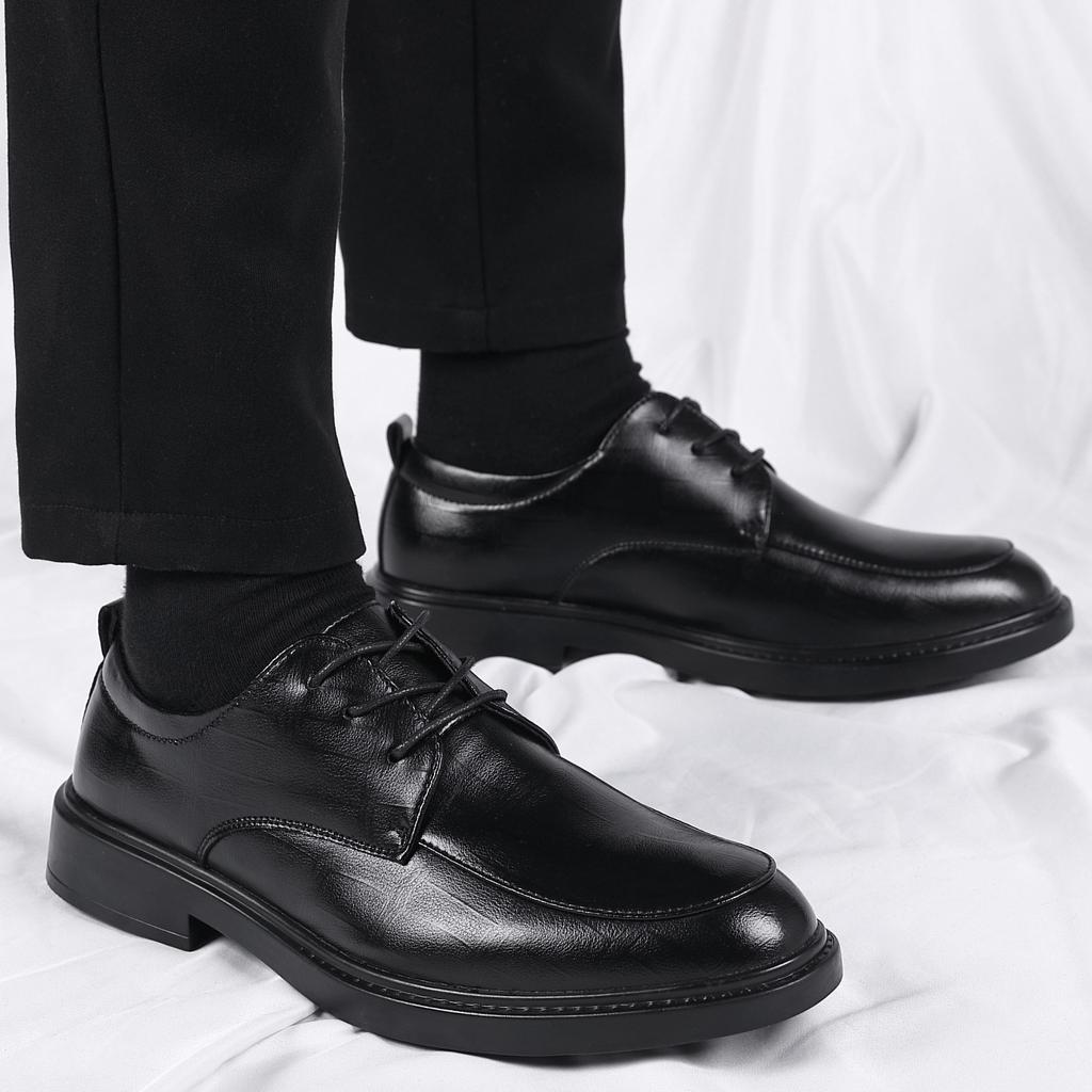 Spring and Autumn Leather Single Business Dress Leather Shoes Men's Casual Martin Shoes Inner Height Increase British Tooling Cotton Shoes Tide