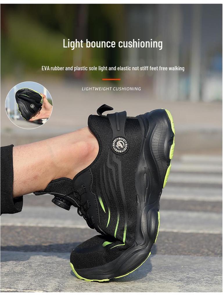 Steel Toe Breathable Fly-Knit Safety Shoes: Lightweight, Anti-Smash & Anti-Puncture with Convenient Rotary Fastening