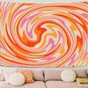 Retro Psychedelic Swirl Tapestry 70s Groovy Orange Pink Spiral Wall Hanging Abstract Boho Art for Living Room Decor