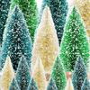 56 Pcs Mini Christmas Trees Set Sisal Snow Frosted Bottle Brush Trees