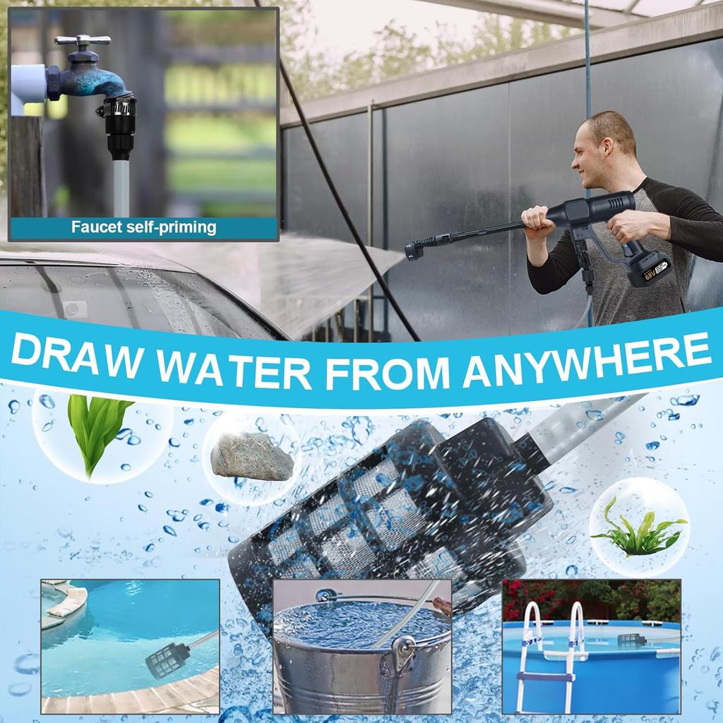 6 IN 1 200Bar Brushless Cordless High Pressure Car Washer Water Gun For Car Garden Cleaning Irrigation Spray Gun Tool