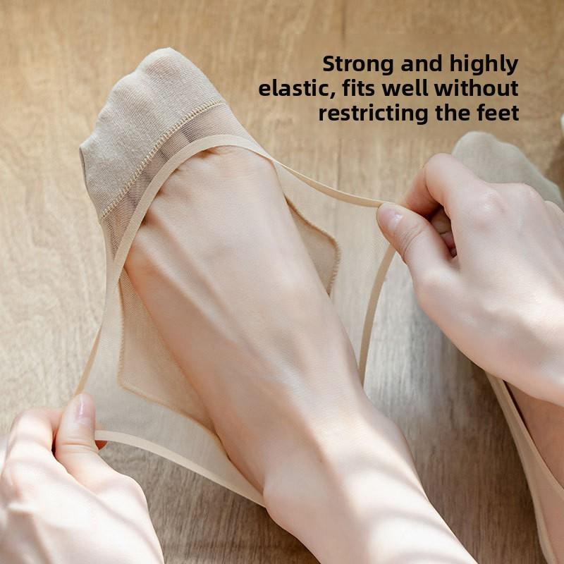 Invisible Socks Women's Low-cut Boat Shoes Small Foot Socks Summer Lightweight Breathable High Heels Anti-slip Non-slippery