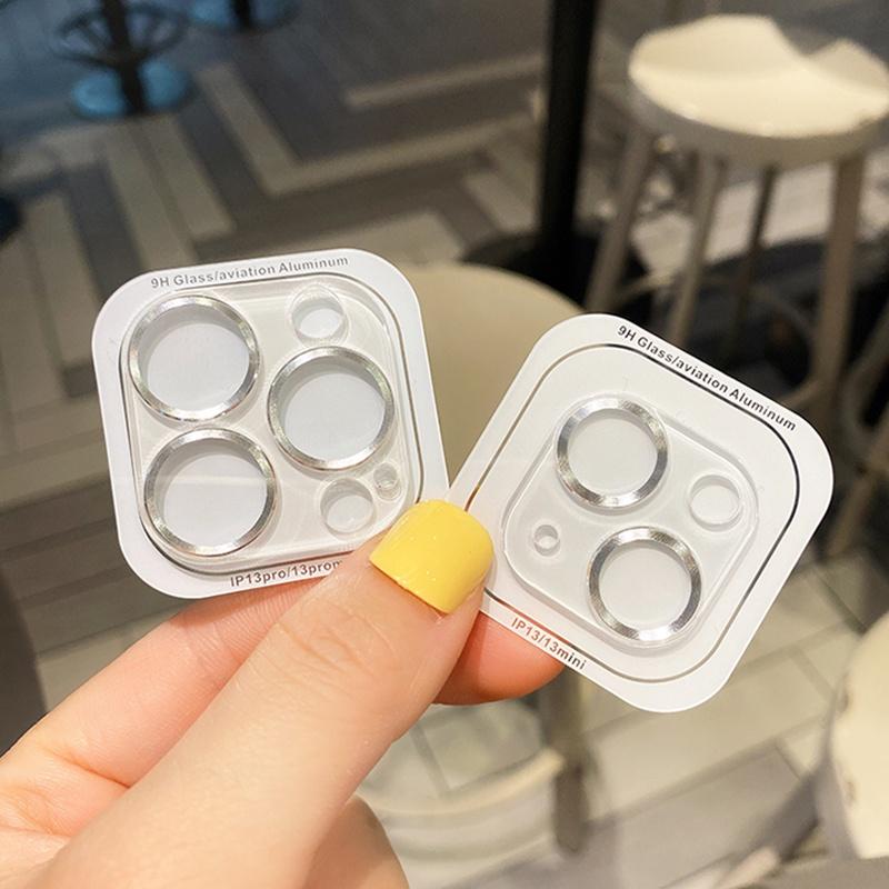 For iPhone 14 15 Pro Max / 14 15 Plus Rear Camera Lens Tempered Glass + Metal Protector Ring