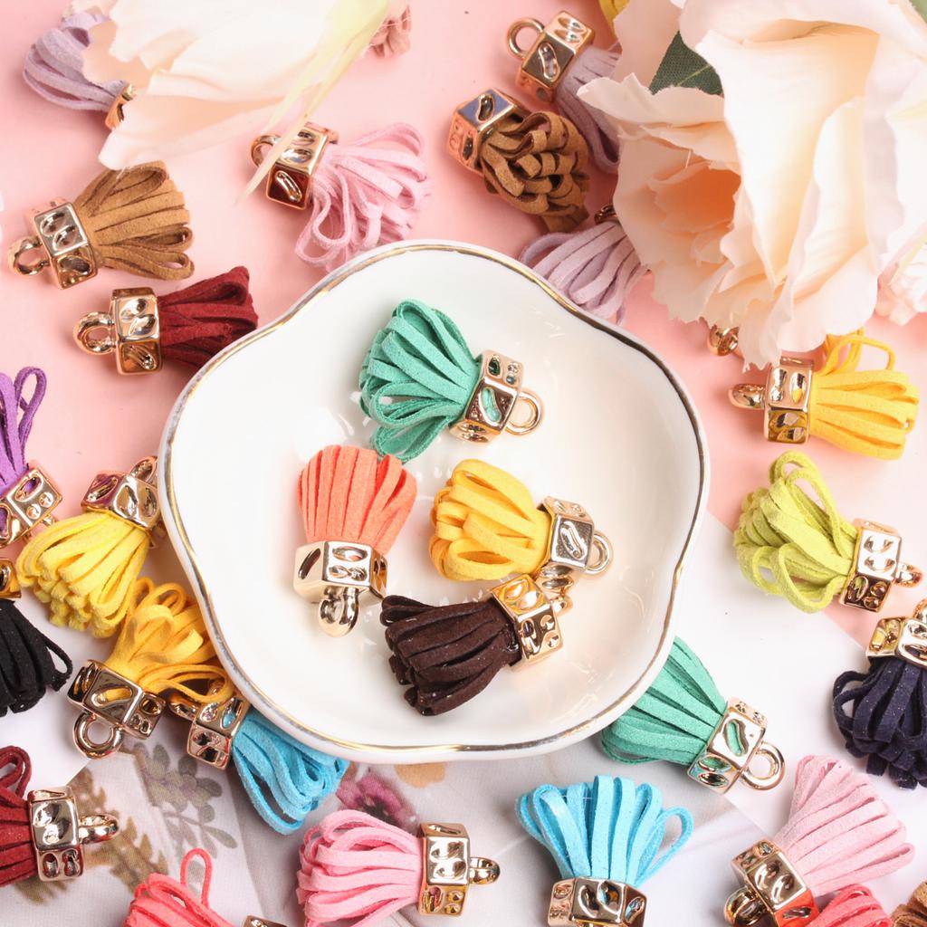 50 Stück Anhänger 25mm Quaste Samt Legierung Fransen Koreanisch DIY Ohrringe Schmuckzubehör Handgefertigt Herstellungsmaterialien