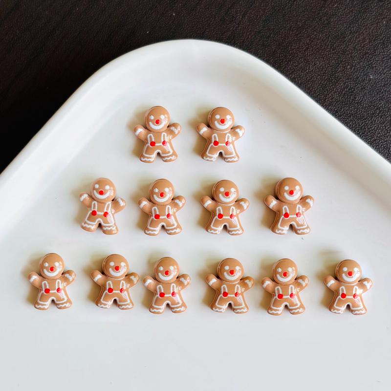 

30 Piece Animation Resin Small Christmas Gingerbread Figurine Nail Decoration Diy Set, Suitable For Nail And Jewelry Making A116