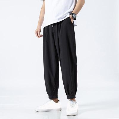 Pánské ledové hedvábné kalhoty ke kotníkům pevné volné rychleschnoucí elastické lehké joggers tenké kalhoty
