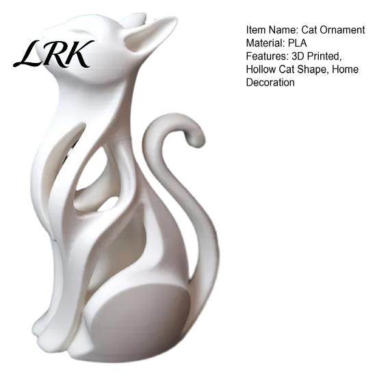 Bookshelf Cat Ornament 3D Printed Hollow Figurine, Modern Abstract Sitting Kitten Statue, Decor Artistic Animal Sculpture for Home Decoration,