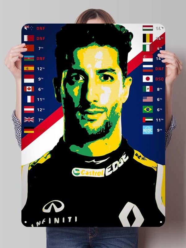 Daniel Ricciardo Plakaty Wyścigowe F1 Metalowe Znaki Dekoracja Wystrój Salonu Mężczyźni Niestandardowe Blaszane Tabliczki do Dekoracji Ścian