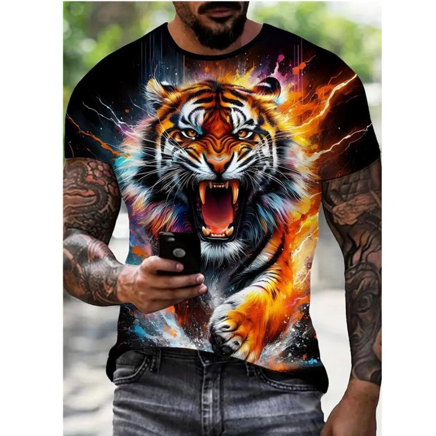 Herren T-Shirt Schnelltrocknende Oberteile Sommermode Street Kurzarm T-Shirts Schlange 3D Grafikdruck T-Shirts Übergroße männliche Kleidung