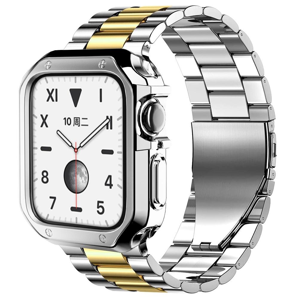TPU Protector Case+Metal Strap For Apple Watch Ultra Band 49mm 45/44mm 41mm 40/38 Stainless steel Bracelet series 3 5 6 se 7 8 9