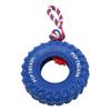 Dog Tire Chewing Toy Bite Resistant Treat Dispensing Rubber Aggressive Dog Tug Toy with Rope for Medium Large Dogs