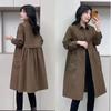 Effen Kleur Middellange Trenchcoat - Lente/Herfst Koreaanse Mode Losse Pasvorm Bovenkleding