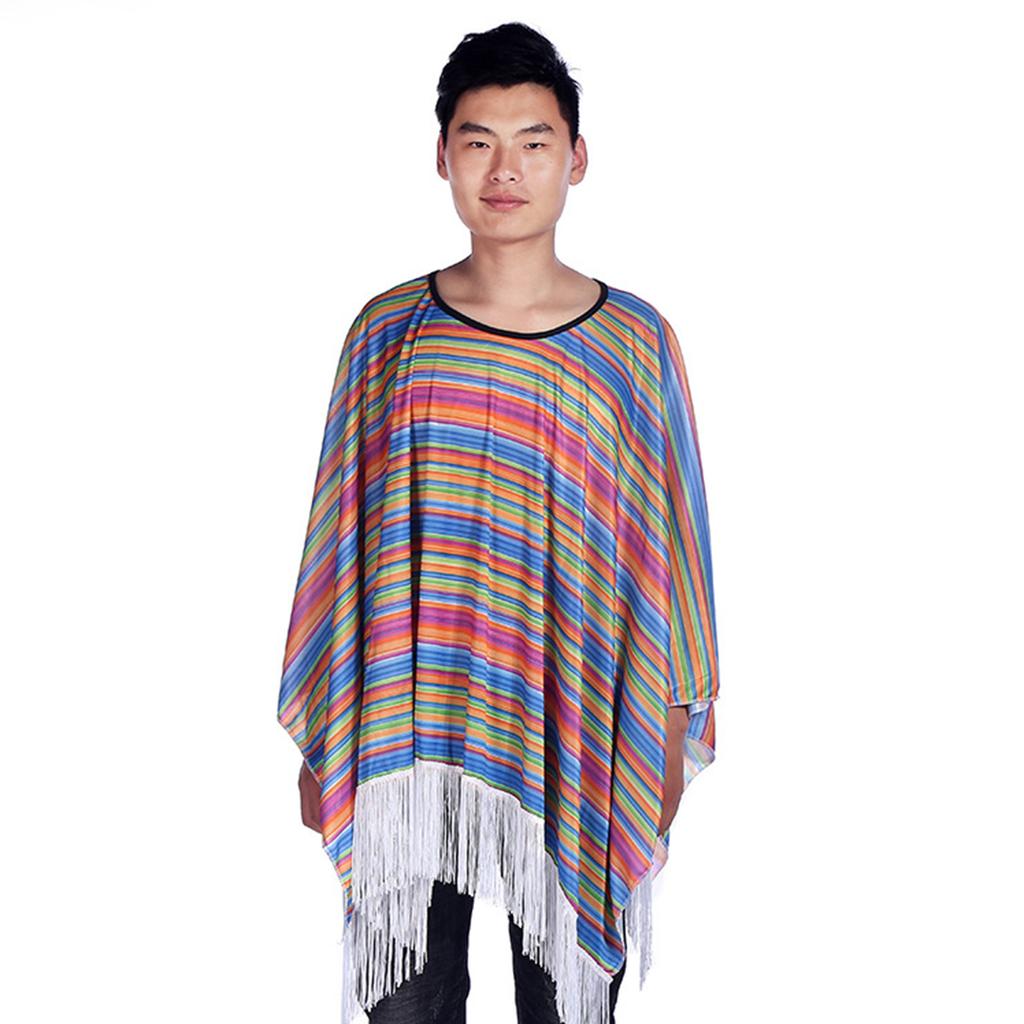 Mexicans Party Outfit for Kids Adult with Poncho Cape Sombrero Hat Sunglasses Maracas and Mustache for Interactive Fun