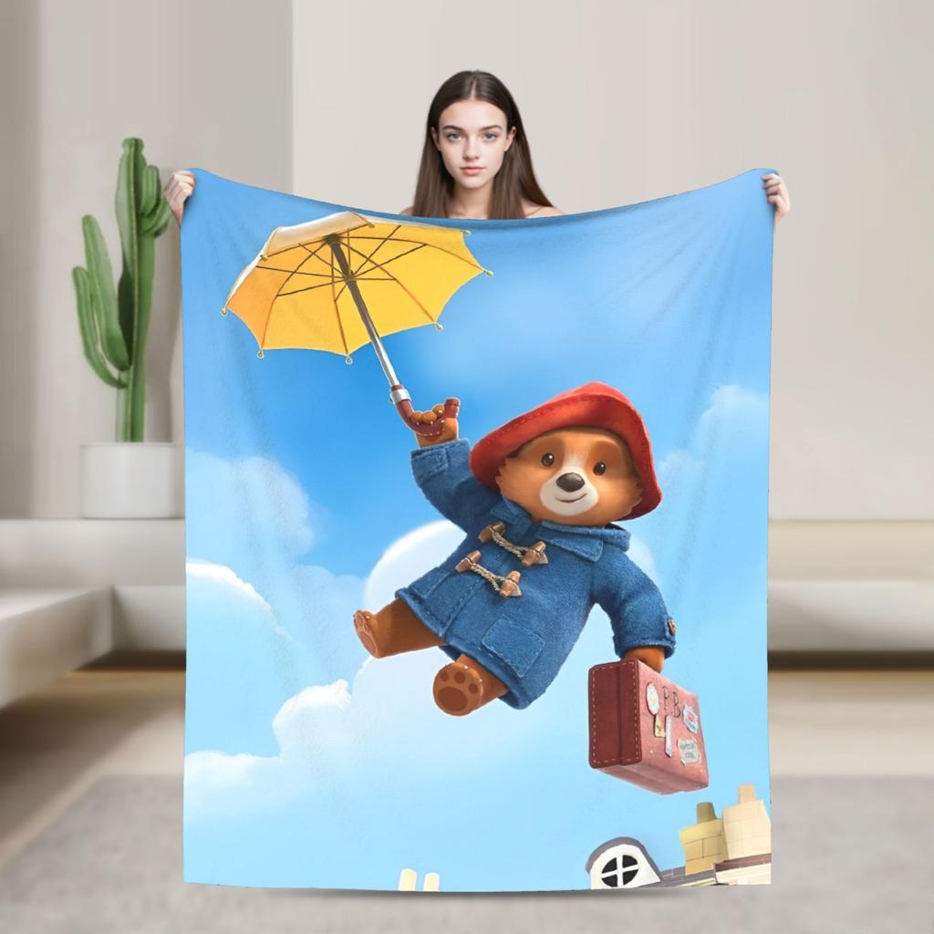 Blankets Britain Paddington Brown Bear Throw Blanket Flannel Bedspread For Couch Chair Sofa Bed Fluffy Sofa Bed Cover