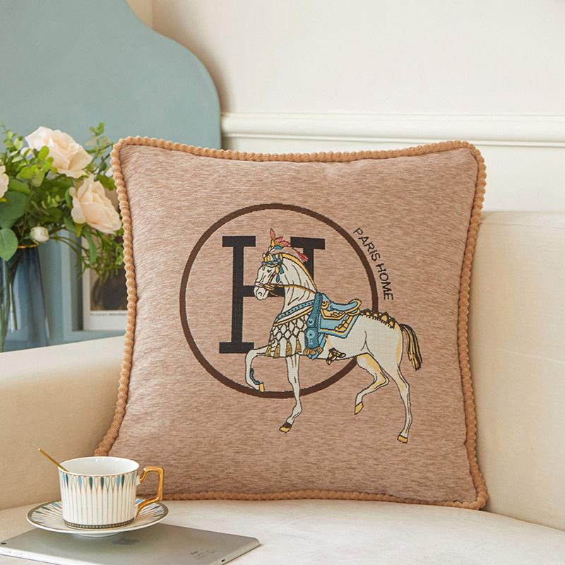 Chenille Jacquard Luxury Pillowcase - White Horse Design