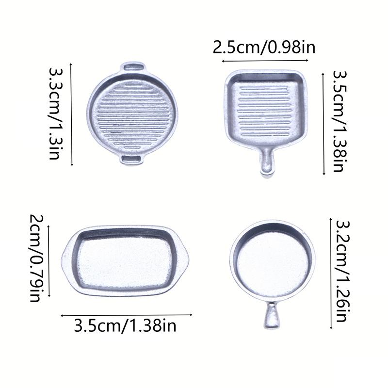 1Set 1:12 Dollhouse Miniature Baking Tray Pan Steak Skillet Kitchenware Model Kitchen Decor Toy Doll House Accessories