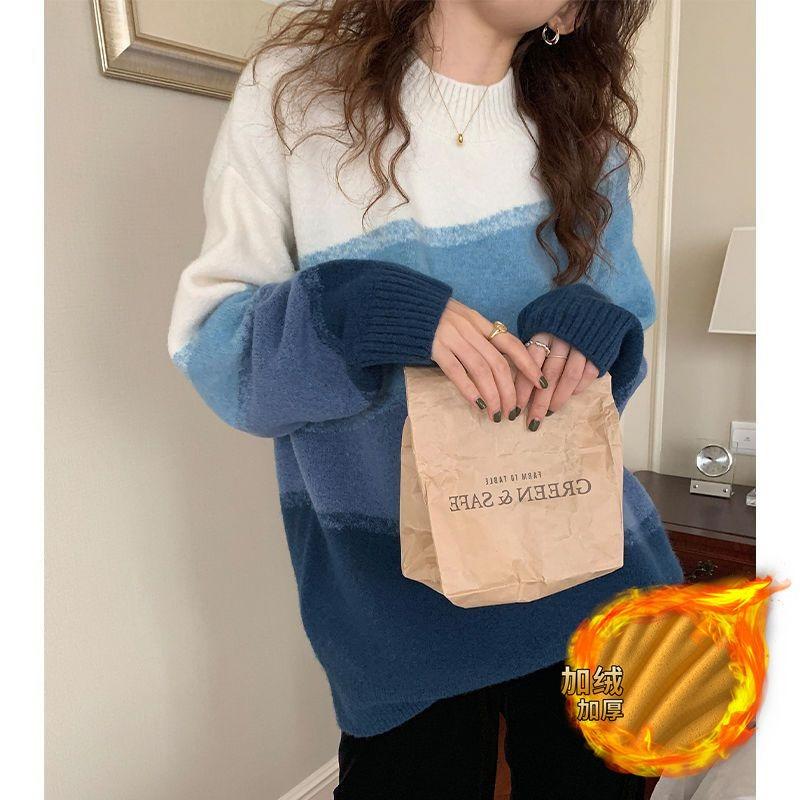 Autumn and Winter New Niche Design Casual Sweater Loose Fashion Pullover Knitted Sweater Lazy Wind Top Women