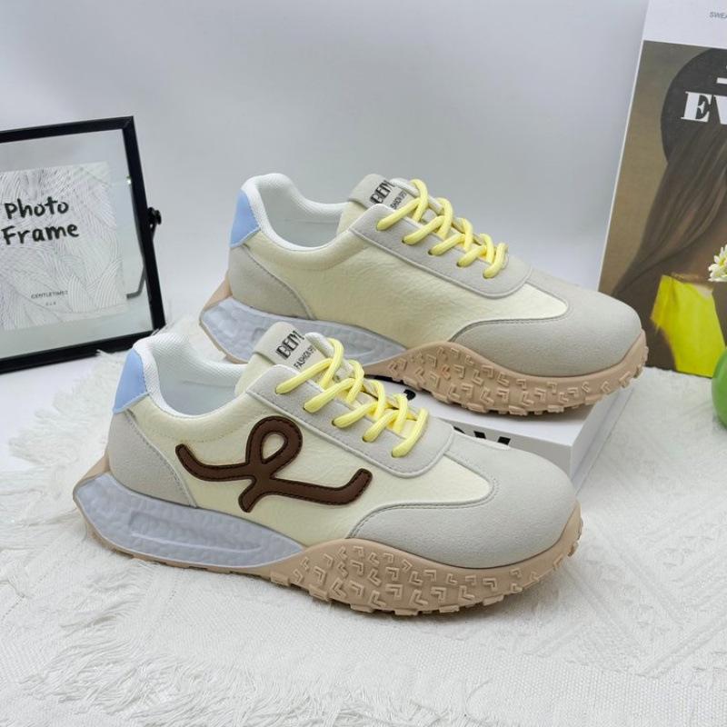 Tide Cool Color Scheme German Training Shoes Women's Leather Platform Small Forrest Gump Shoes Outdoor Sports Board Shoes College Style White Shoes
