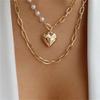 Classic Gold Multilayered Necklace for Women Vintage Silver Geometric Pendant Necklaces Butterfly Choker Jewelry