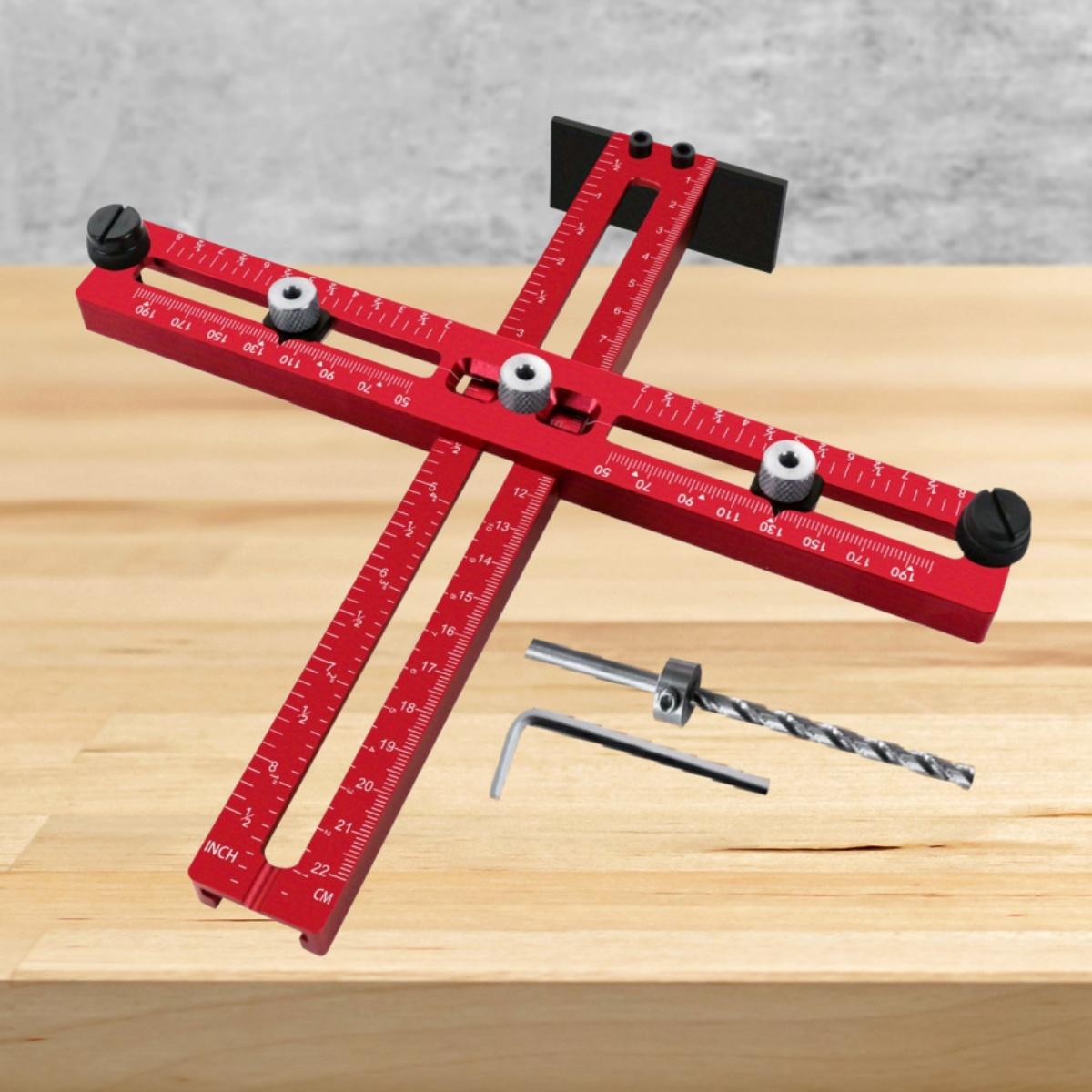 

Handle Template Jig Drill Guide Cabinet Handle Knob Template Locator PunchTool, Metric/Inch Adjustable Wood Drilling Template 1pc