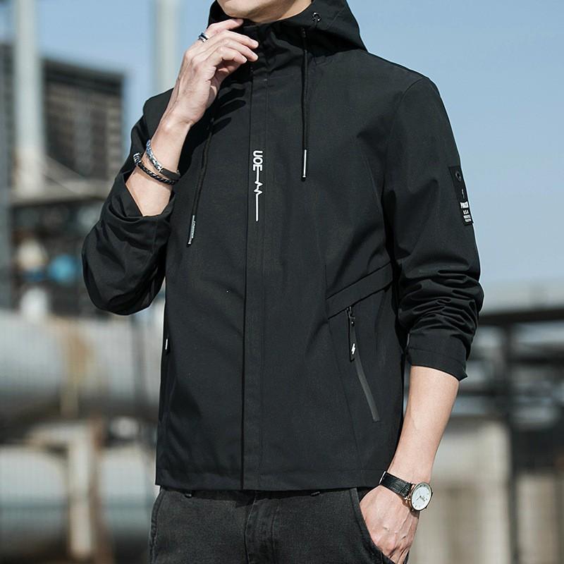 Mens Hooded Casual Sport Jacket Lightweight Windproof Outerwear Youth Fashion