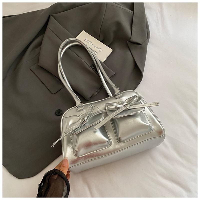 Niche high-end handbag women's new ballet style bow shoulder bag large-capacity commuter armpit bag