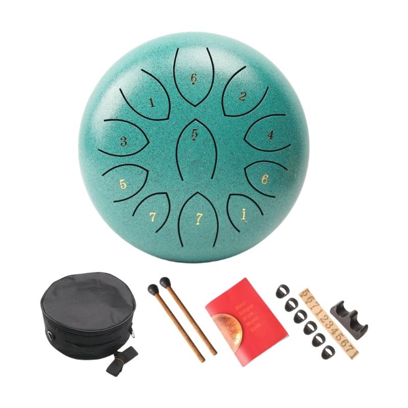 Ethereal Drum Percussions Instrument 11 Note Steel Tongue Drum for Adults Beginner Kids Handpans Drum with Drumstick