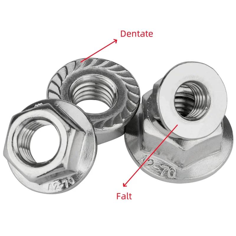 M2 M2.5 M3 M4 M5 M6 M8 M10 M12 M14 M16 M20 316/304 Stainless Steel Carbon Steel Hexagon Flange Nut Hex Lock Nuts With Pad