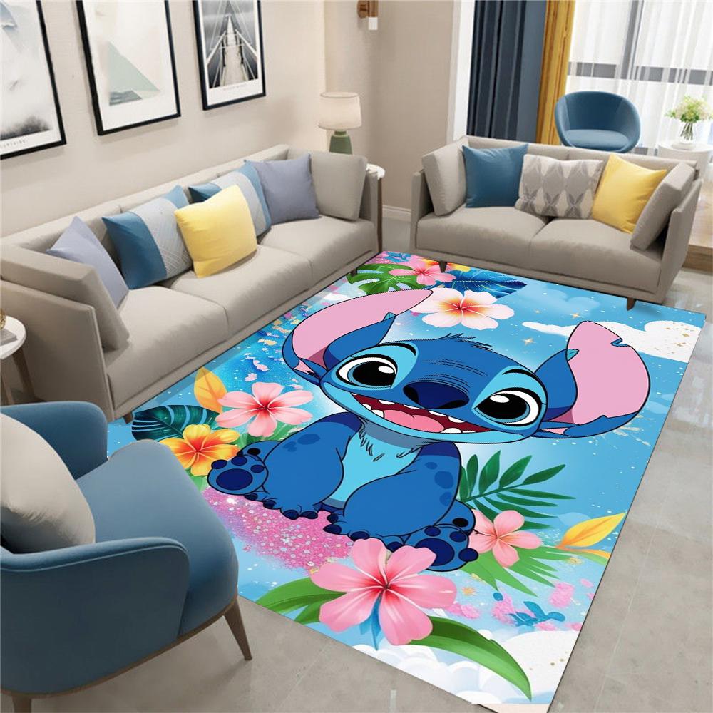 

MINISO Ковер в детскую комнату Лило и Стич Мультяшный Милый Аниме Спальня Прикроватный Нескользящий Коврик для Пола Окно Балкон Стол Придверный Коврик 80x120cm