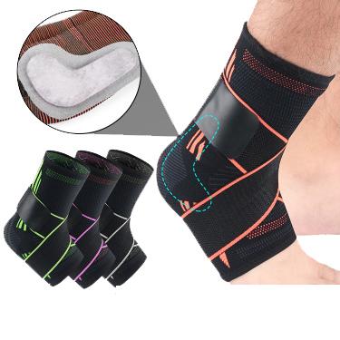 Manufacturer Adjustable Weave Elastic Compression Foot Ankle Support Brace Socks Sleeve Protector Gear with Bandage Wraps Straps