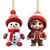 2 Pcs Christmas Ornaments Cartoon Snowman Santa Claus Acrylic Pendant Xmas Tree Hanging Decoration for Holiday Party Decor Car Accessories