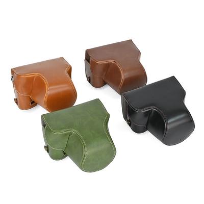 Version Luxe Sacoche Étui en Cuir PU pour Appareil Photo Sony A7CII A7C2 Ouverture Batterie Housse Intégrale Avec Sangle Sac de Rangement