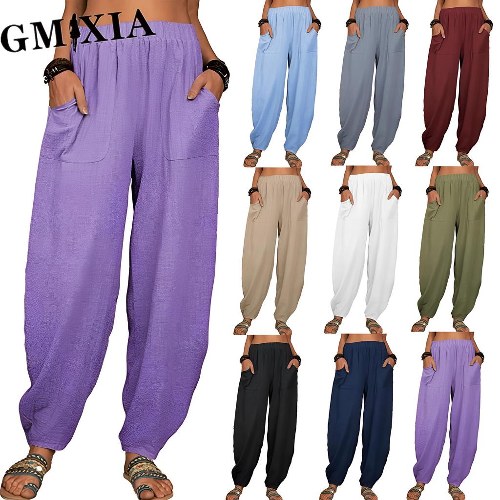 GMXIA Damenmode Lässige Hosen und Caprihosen mit einfarbigem Druck