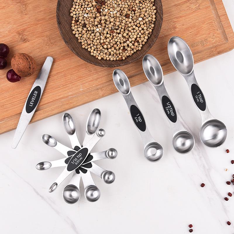 Magnetic Stainless Steel Double-Ended Measuring Spoon Set for Coffee, Baking, and Seasoning