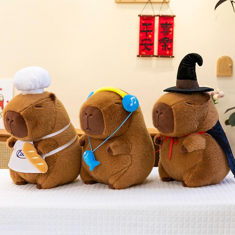 New Magician Capybara Plush Toys Children's Birthday Gift Chef Kapi Doll Headphones Doll