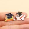 Graduation Season DIY Alloy Enamel Charms: Cap, Flowers, and Book Pendants