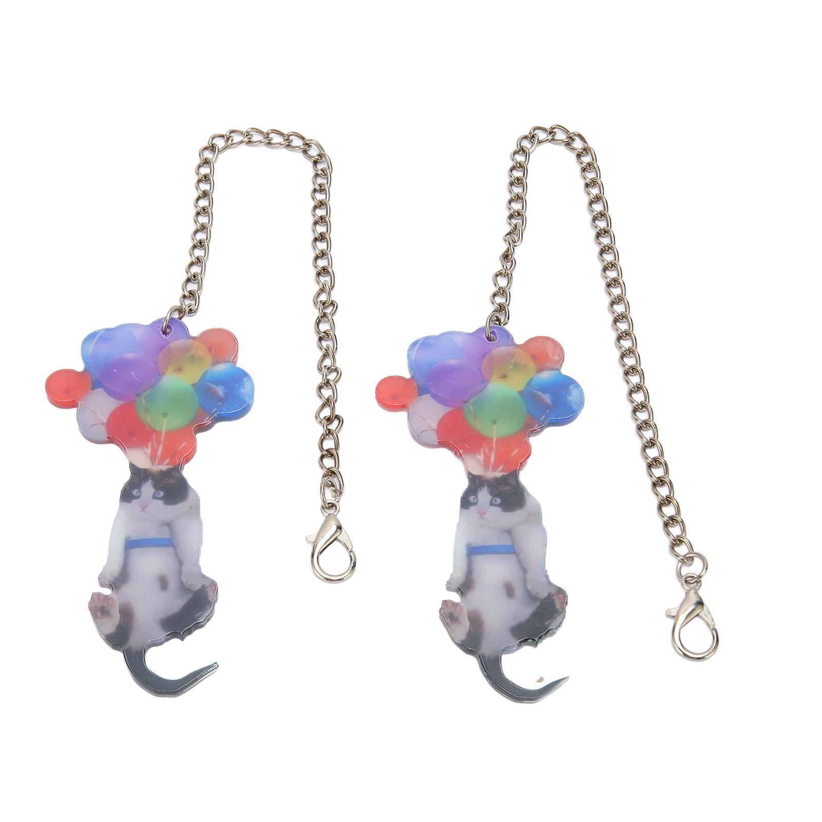 

2pcs Cat Balloon Hanging Decor Pendant Cute Vivid Cat Car Hanging Ornament with Colorful Balloon for Decorate Bags