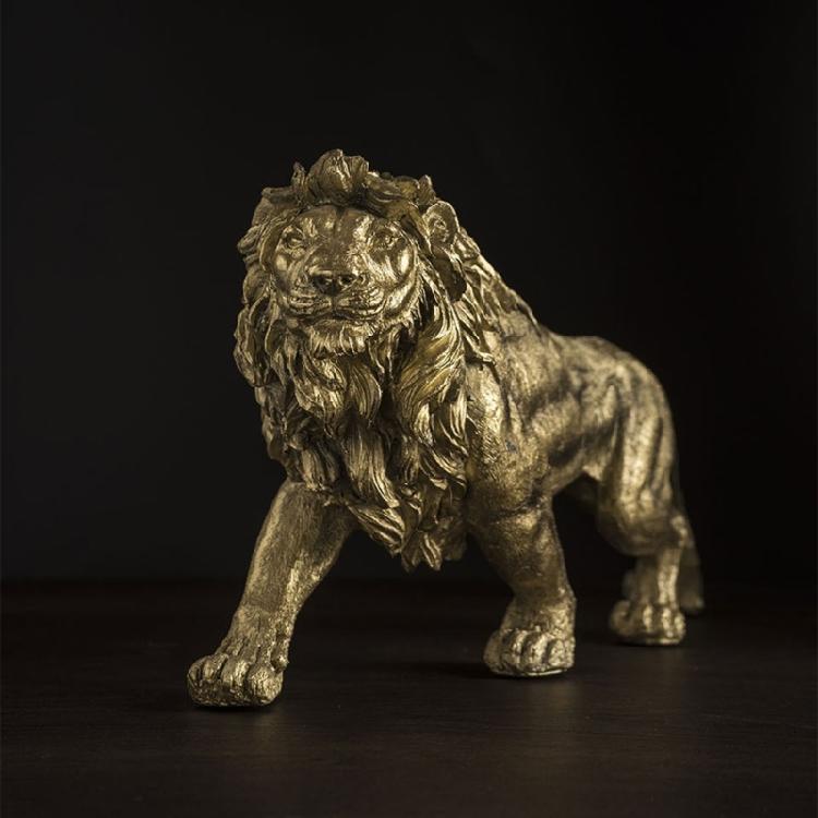 Creative Golden Lion Resin Statue, Animal Model Sculpture, Home Decoration Accessories, Living Room, Office Desktop