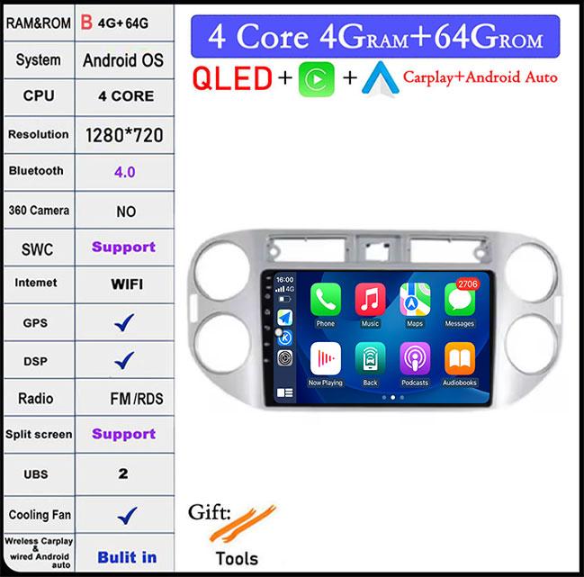 QLED Touch Screen Android 14 For Volkswagen VW Tiguan 1 NF 2006 2008 -2016 Car Radio Multimedia Video Player DSP IPS 5G WIFI