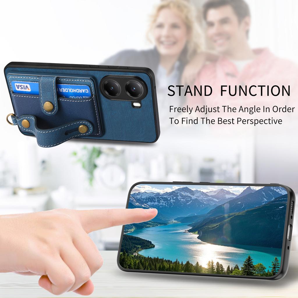 For Xiaomi Poco X7 Pro 5G/Xiaomi Redmi Turbo 4 5G Retro PU Leather Back Cover with Card Holder and Wristband Kickstand