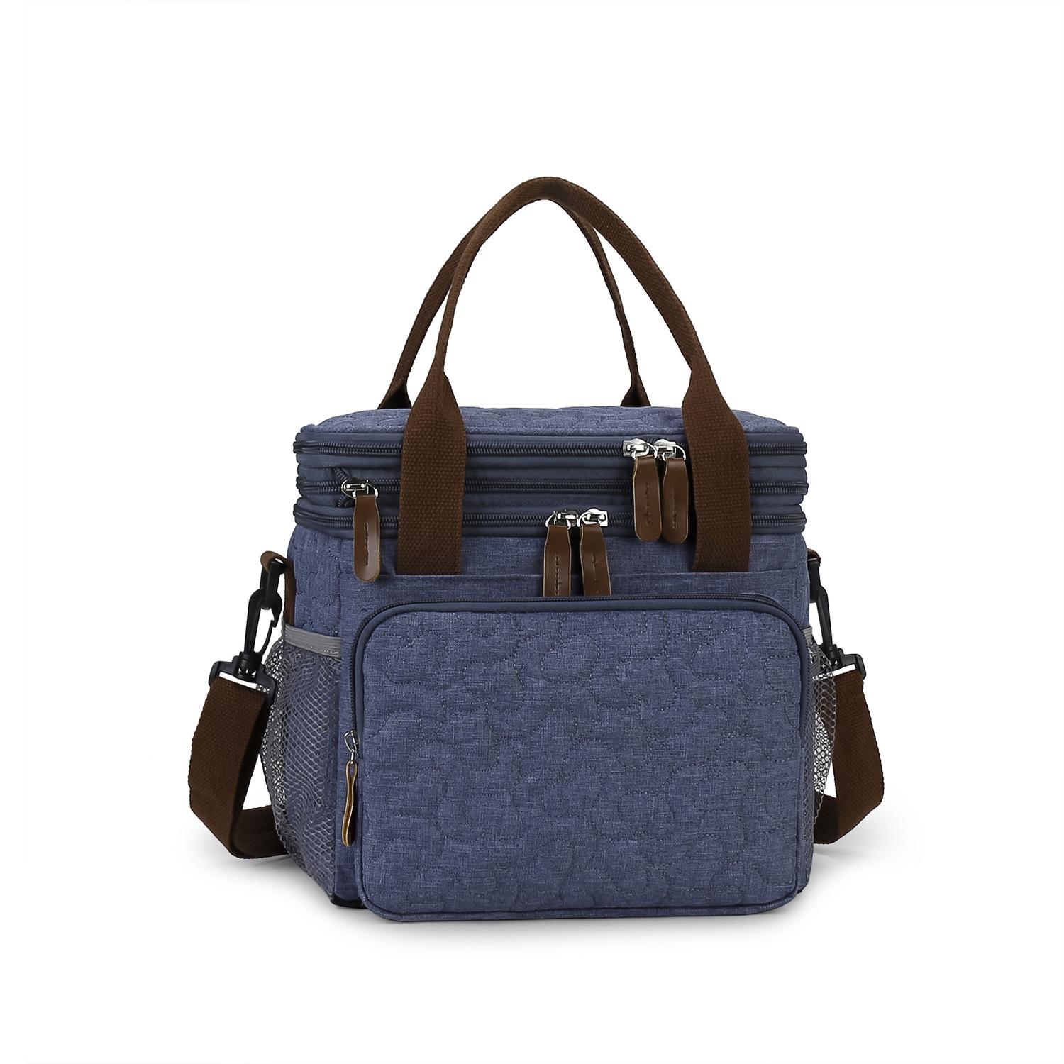 

Сумка-холодильник большой вместимости, изоляционная сумка, водонепроницаемая сумка, сумка для ланча для путешествий на открытом воздухе, двухслойная, для пикника, с постоянной температурой, сумка для мамы/ребенка, сумка для мамы темно-синий