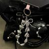Plating Silver Heart Bowknot Pendant Strap For iPhone Bag Key Accessories Girl Phone Chain Keyring Bracelet Hanging Cord