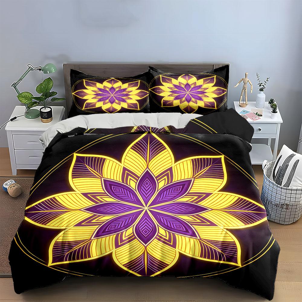 Colorful Floral Design Set Soft Comfortable Duvet Cover Bedding Set Included 1*Duvet Cover & 2*Pillowcases, Gift