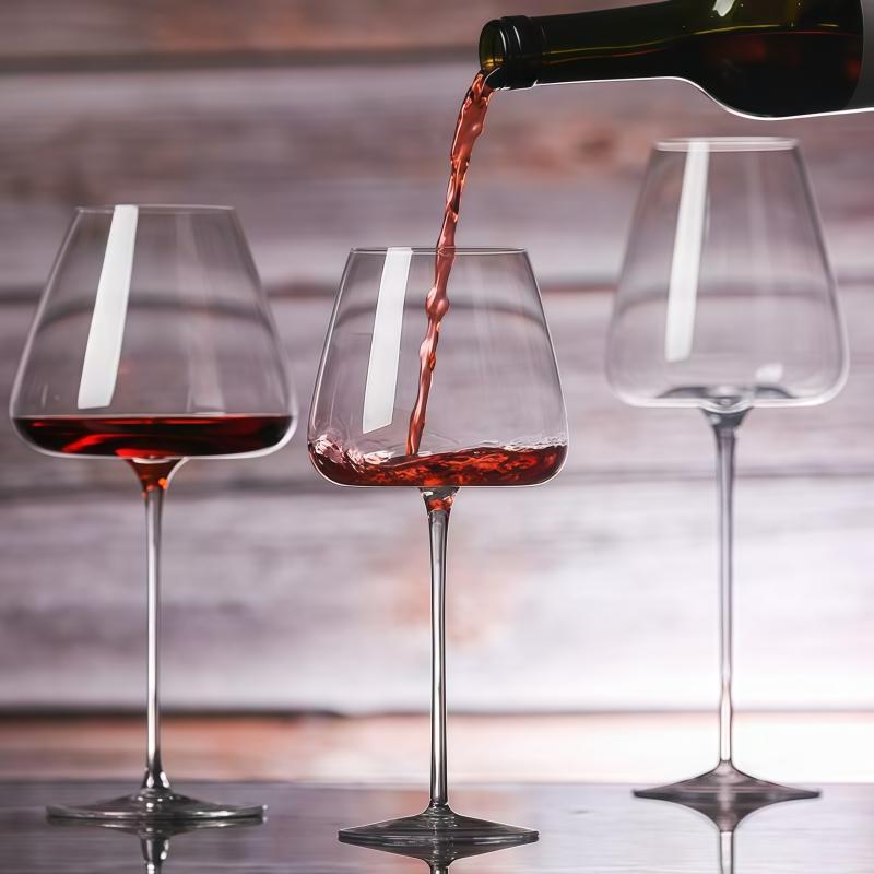 Elegant Crystal Glass Wine Glasses Concave Bottom Large Size Luxury Home Use European Style High Footed Red Wine Glasses