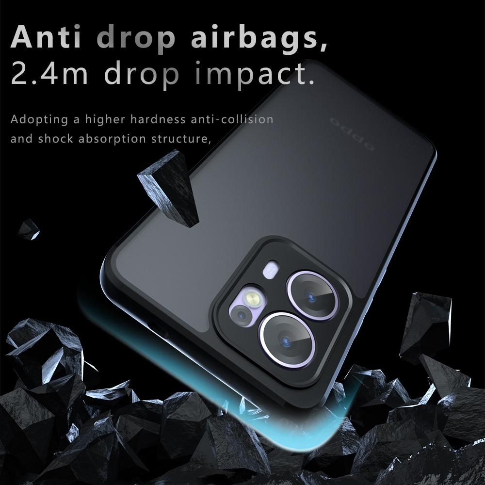 For Oppo Reno13 F 5G (Reno 13 FS 5G)/4G Case Skin-Touch TPU + PC Matte Phone Back Cover, Transparent Black