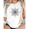 Übergröße, Damen-Übergröße Schweres T-Shirt - Übergroßes Basic-T-Shirt mit Rundhalsausschnitt und geometrischem Schneeflocken-Print,