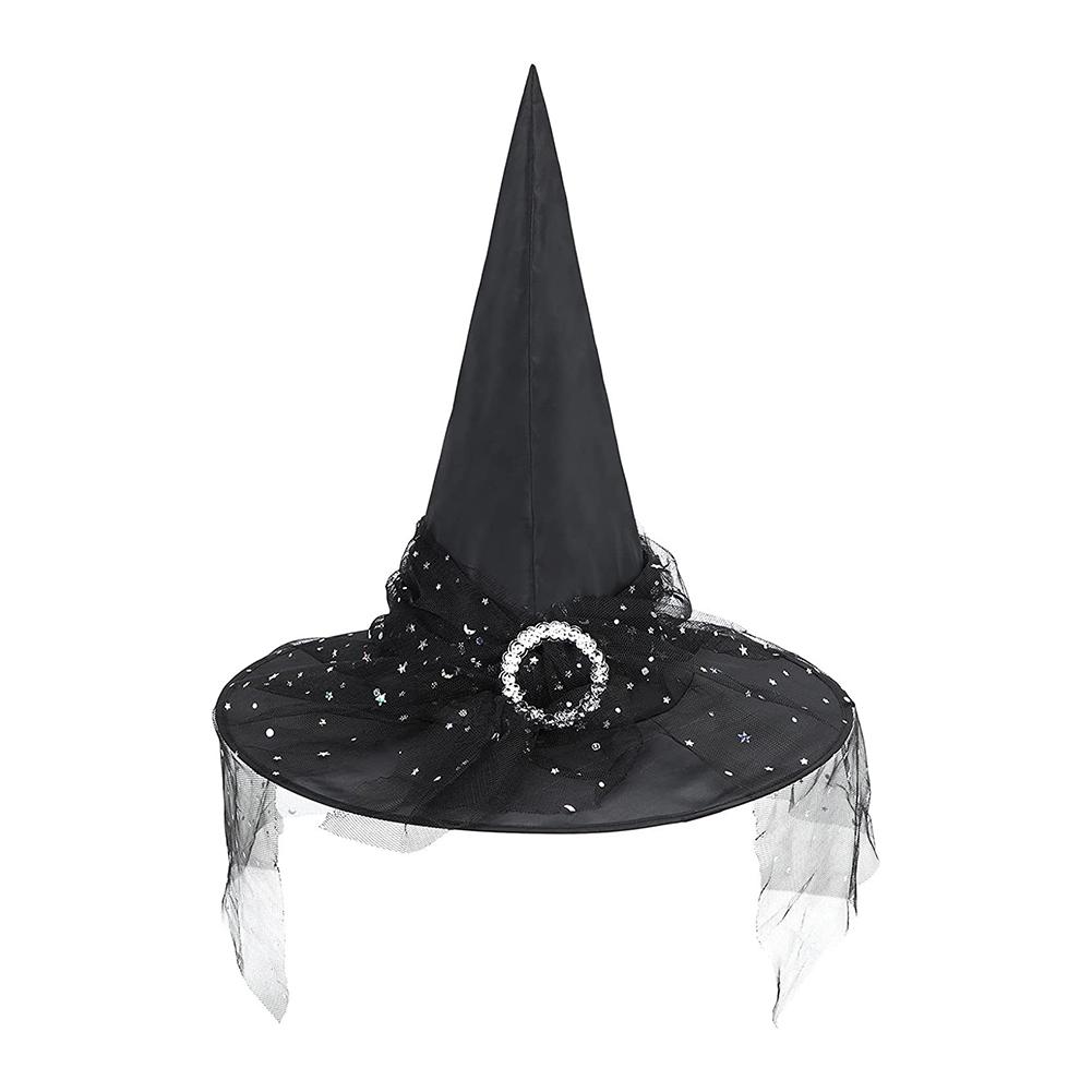 Black Large Ruched Witch Hat Mini Pointy Witch Hat Cosplay Party Prop for Halloween Cosplay Party чёрный